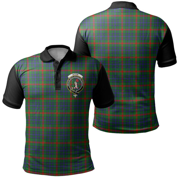 Aiton Tartan Crest Polo Shirt Black Neck 1 Style