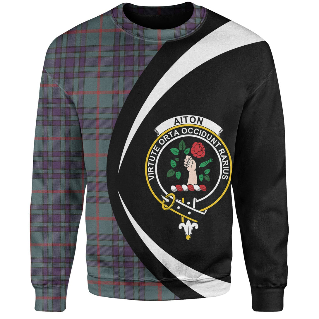 Aiton Weathered Clan Badge Tartan Sweatshirt Circle Style Personalized