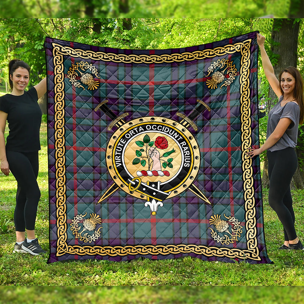 Aiton Weathered Clan Badge Tartan Premium Quilt Celtic Shield