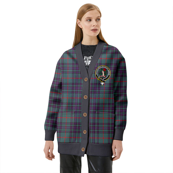 Aiton Weathered Clan Badge Tartan V-neck Cardigan