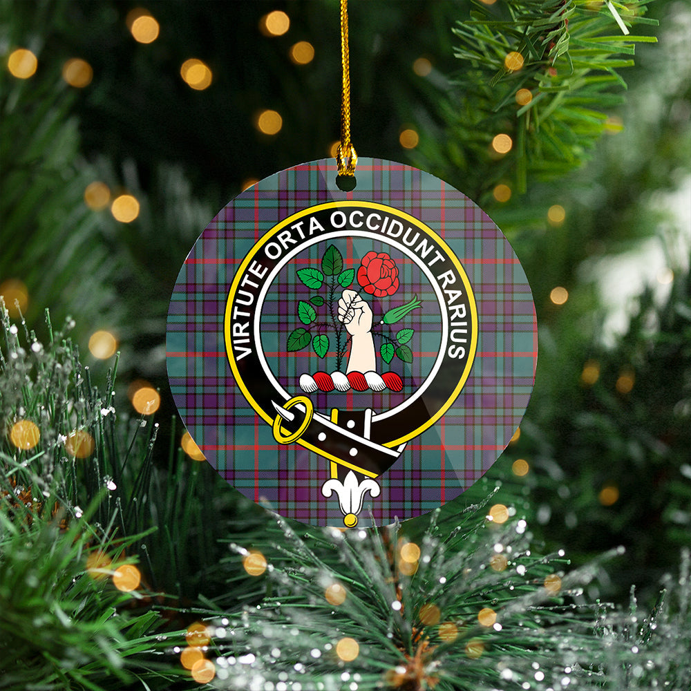 Aiton Weathered Clan Badge Tartan Plastic Christmas Ornaments