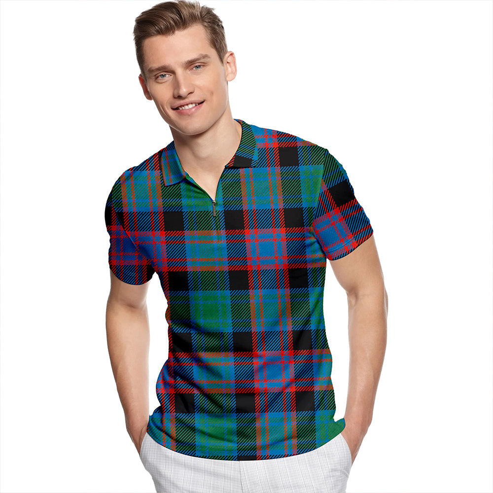 Alexander Hunting Ancient Tartan Classic Lapel Zip Short Sleeve Polo