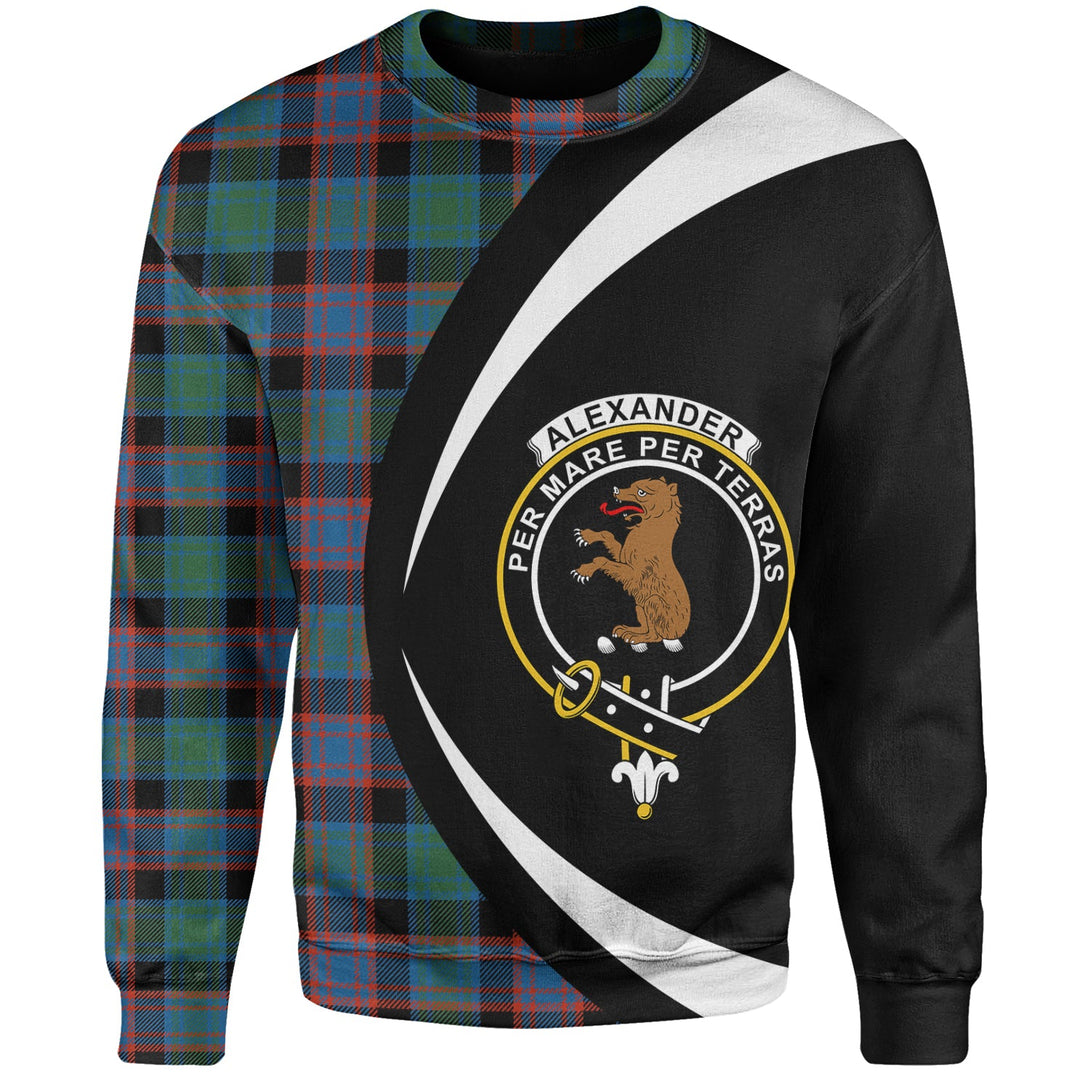 Alexander Hunting Ancient Clan Badge Tartan Sweatshirt Circle Style Personalized