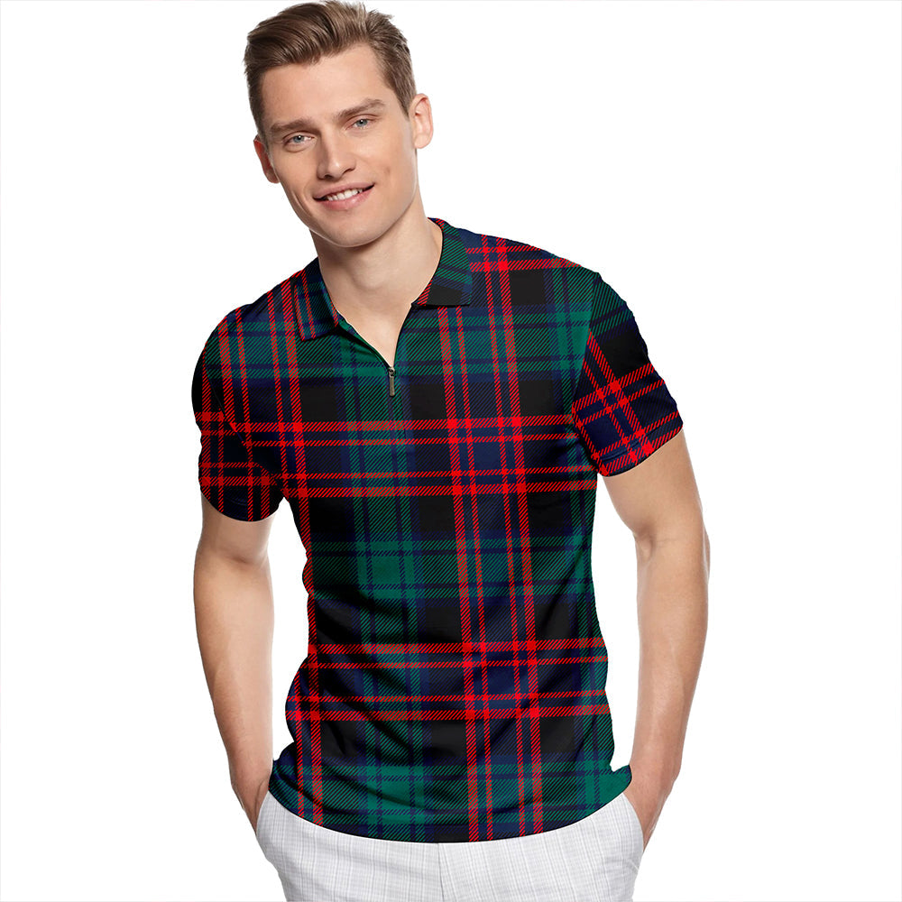 Alexander Hunting Modern Tartan Classic Lapel Zip Short Sleeve Polo