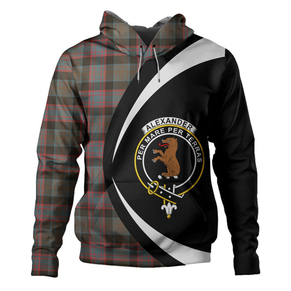 Alexander Hunting Weathered Clan Badge Tartan Hoodie Circle Style