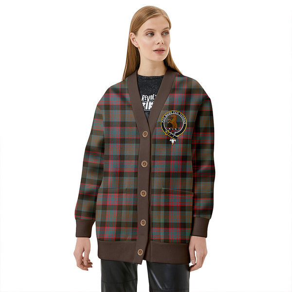 Alexander Hunting Weathered Clan Badge Tartan V-neck Cardigan