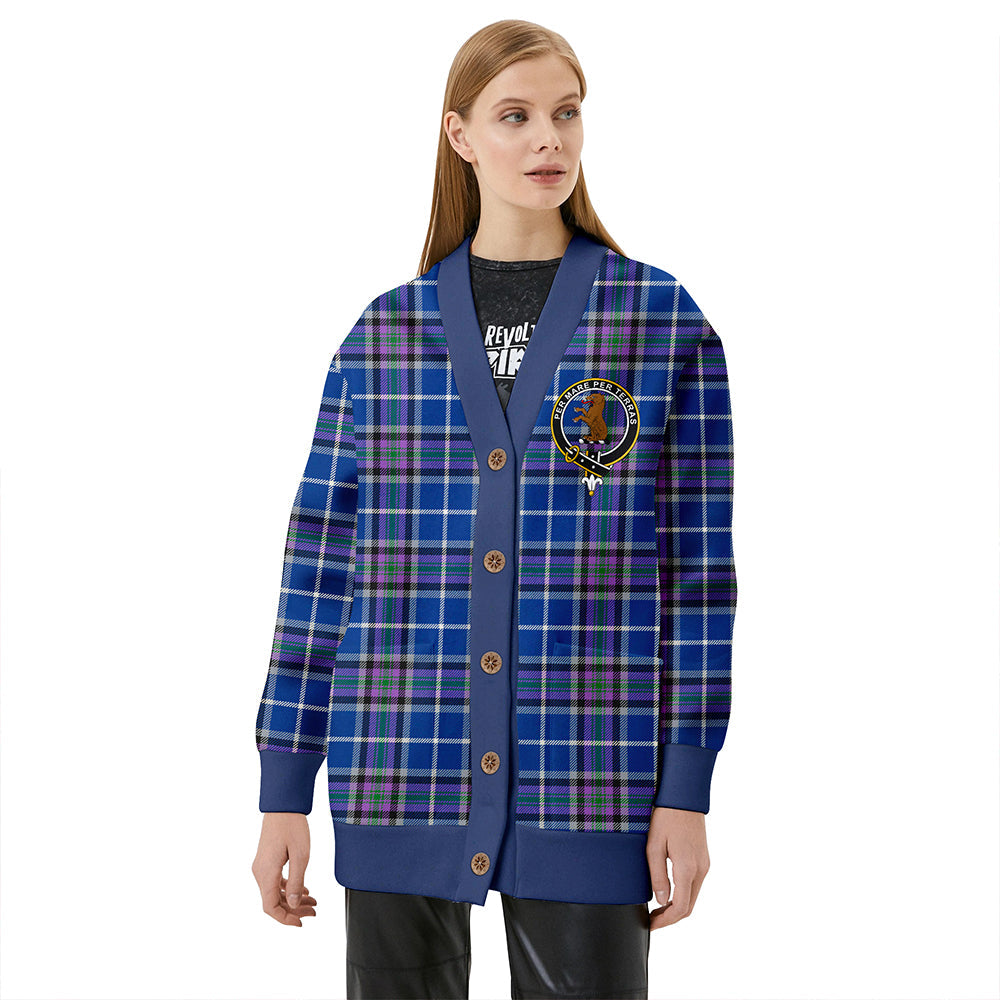 Alexander of Menstry Ancient Clan Badge Tartan V-neck Cardigan