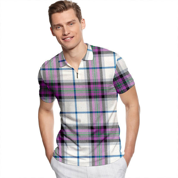 Alexander of Menstry Dress Ancient Tartan Classic Lapel Zip Short Sleeve Polo