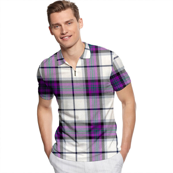 Alexander of Menstry Dress Modern Tartan Classic Lapel Zip Short Sleeve Polo