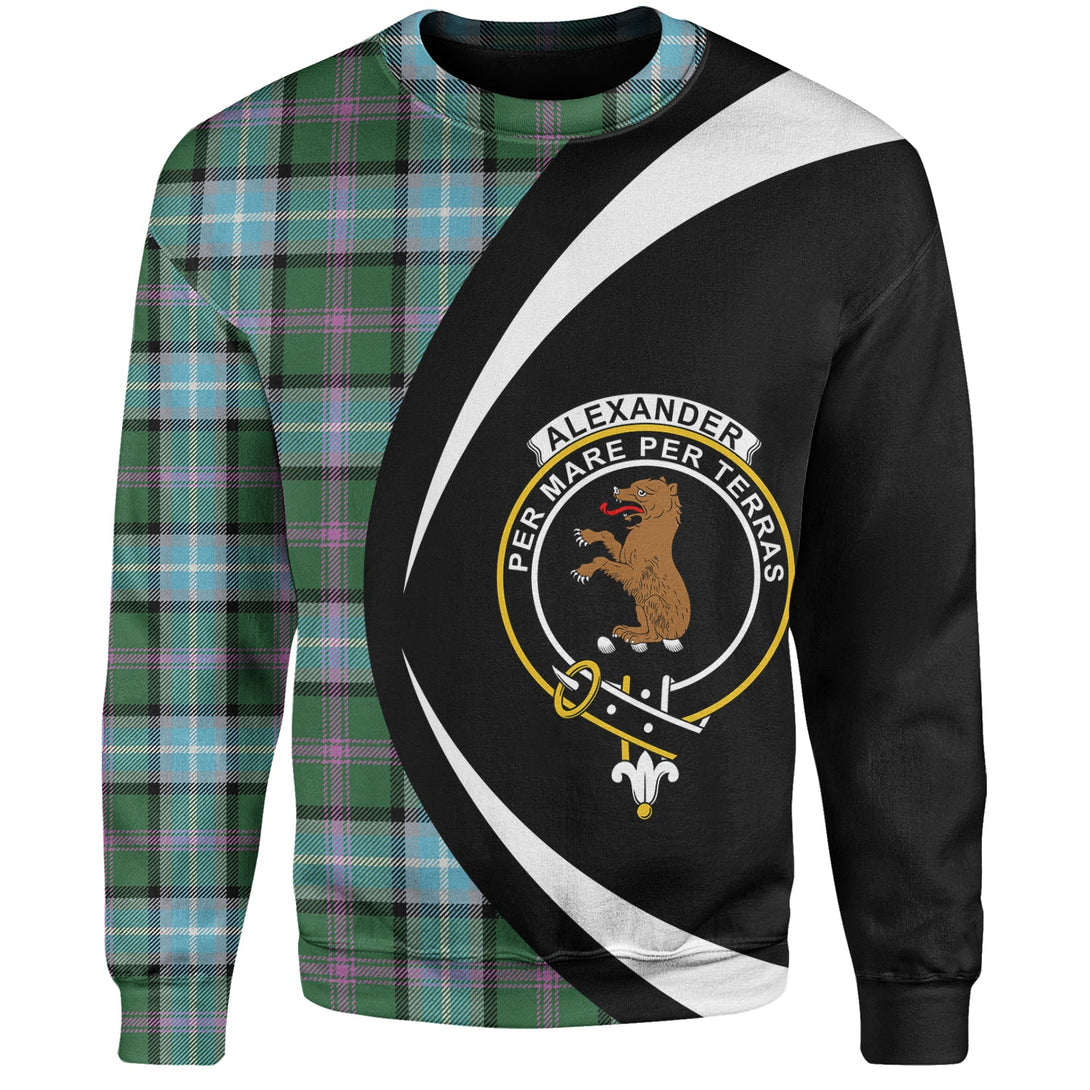 Alexander of Menstry Hunting Ancient Clan Badge Tartan Sweatshirt Circle Style Personalized