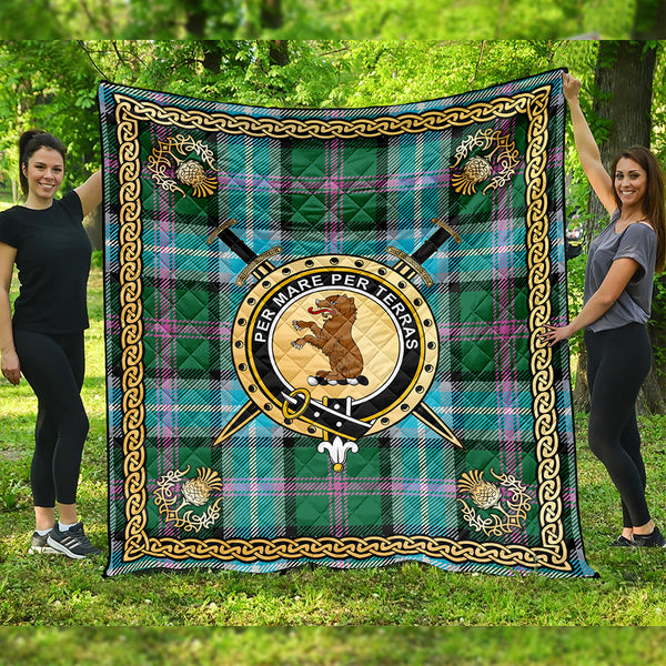 Alexander of Menstry Hunting Ancient Clan Badge Tartan Premium Quilt Celtic Shield