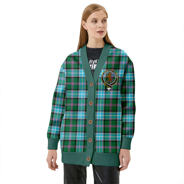 Alexander of Menstry Hunting Ancient Clan Badge Tartan V-neck Cardigan