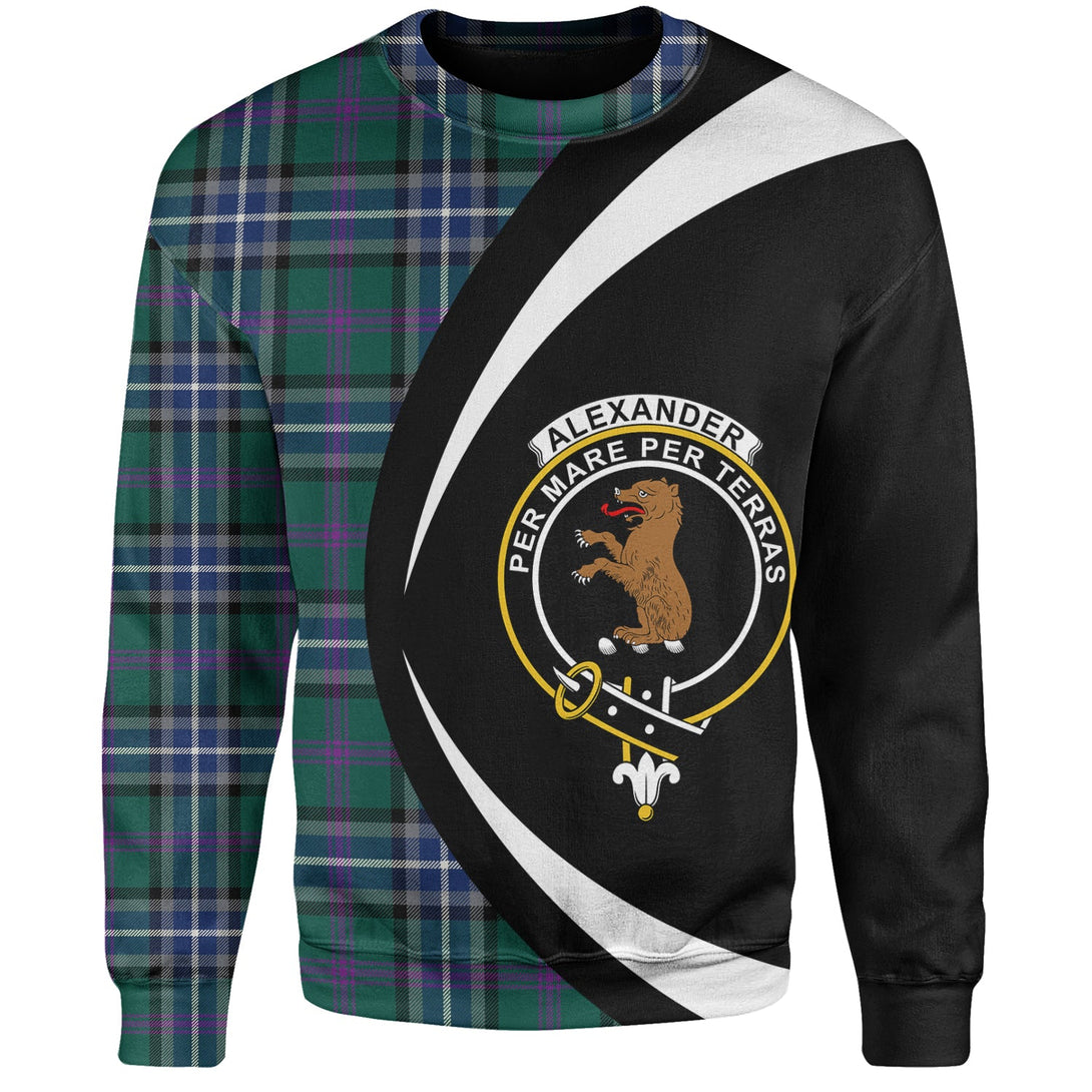 Alexander of Menstry Hunting Modern Clan Badge Tartan Sweatshirt Circle Style Personalized