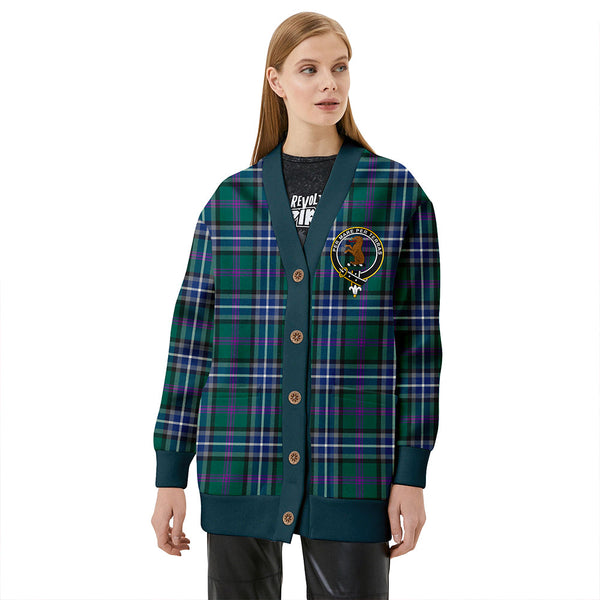 Alexander of Menstry Hunting Modern Clan Badge Tartan V-neck Cardigan