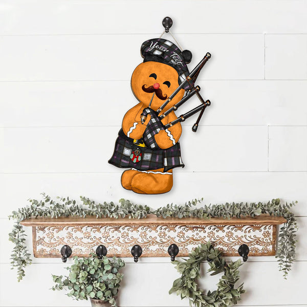 Alexander of Menstry Hunting Weathered Crest Tartan Wooden Sign Gingerbread Bagpipe Personalized