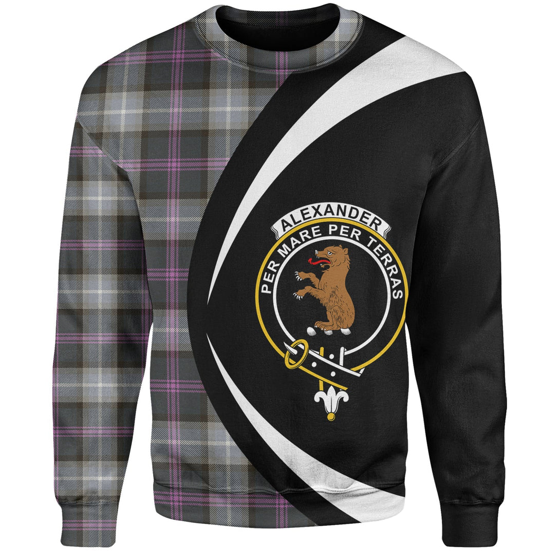 Alexander of Menstry Hunting Weathered Clan Badge Tartan Sweatshirt Circle Style Personalized