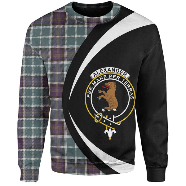 Alexander of Menstry Weathered Clan Badge Tartan Sweatshirt Circle Style Personalized