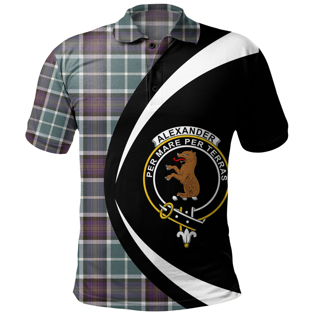 Alexander of Menstry Weathered Clan Badge Tartan Polo Shirt Circle Style Personalized