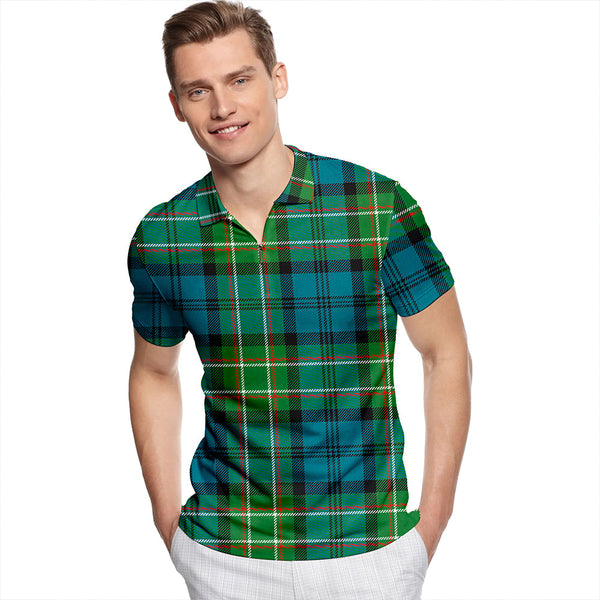 Allan Ancient Tartan Classic Lapel Zip Short Sleeve Polo