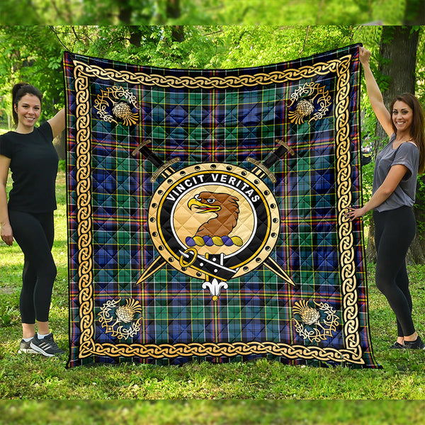 Allison Clan Badge Tartan Premium Quilt Celtic Shield