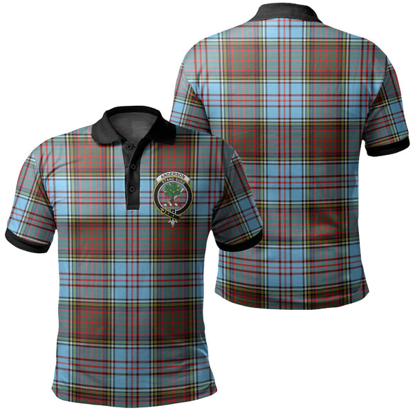 Anderson Ancient Tartan Crest Polo Shirt Black Neck 2 Style