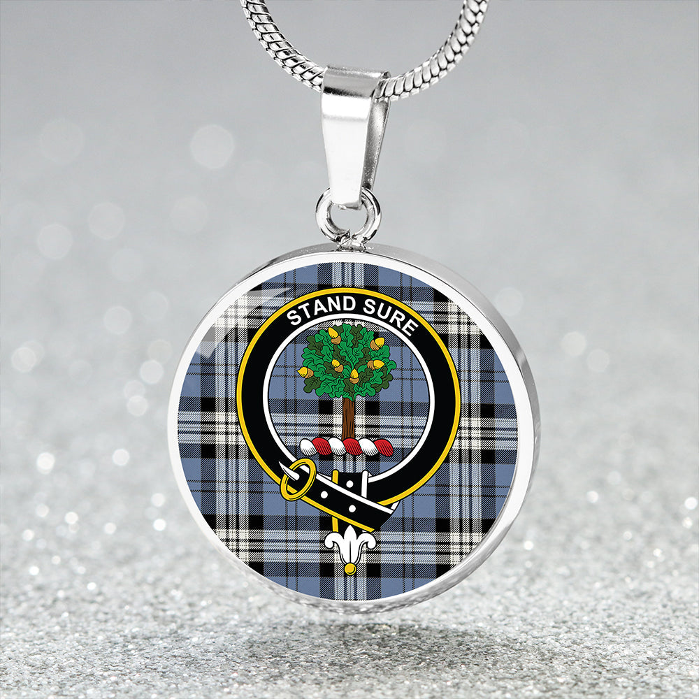 Anderson Blue Ancient Clan Badge Tartan Classic Circle Necklace