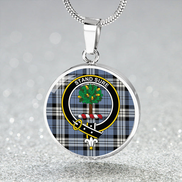 Anderson Blue Ancient Clan Badge Tartan Classic Circle Necklace