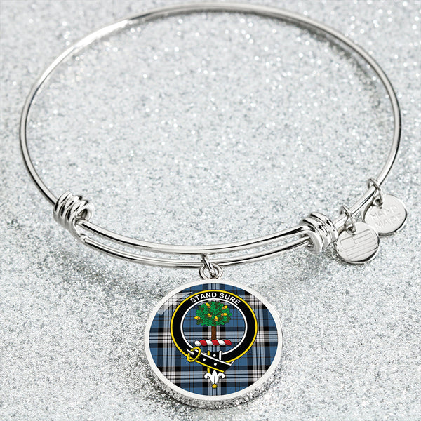 Anderson Blue Modern Clan Badge Tartan Classic Circle Bangle