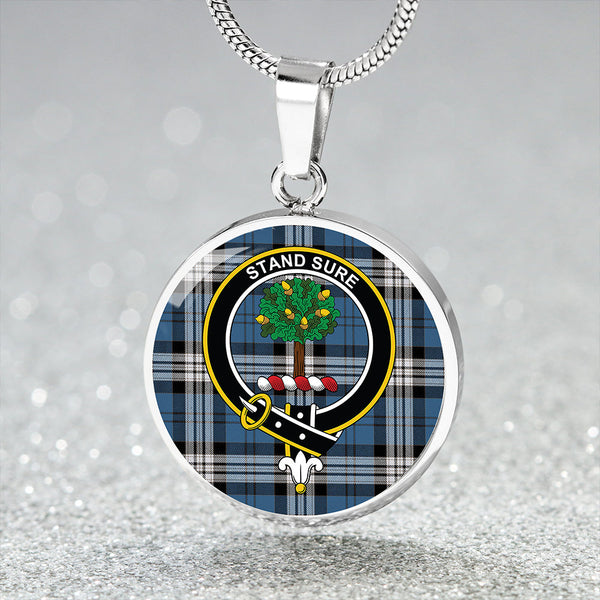 Anderson Blue Modern Clan Badge Tartan Classic Circle Necklace