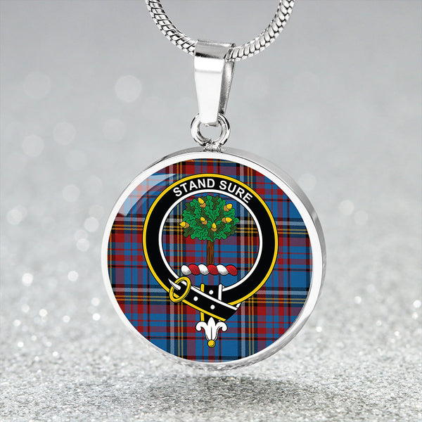 Anderson Blue Westwood Modern Clan Badge Tartan Classic Circle Necklace