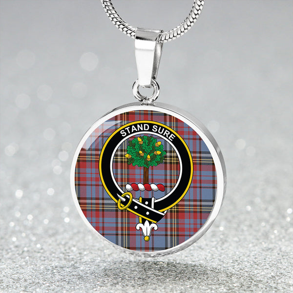 Anderson Blue Westwood Weathered Clan Badge Tartan Classic Circle Necklace