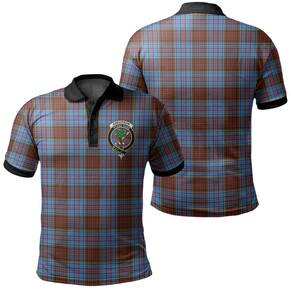 Anderson Modern Tartan Crest Polo Shirt Black Neck 2 Style