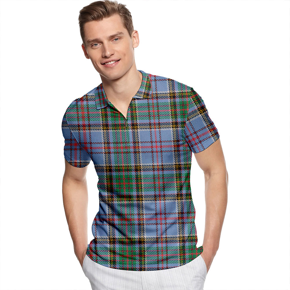 Anderson Old Ancient Tartan Classic Lapel Zip Short Sleeve Polo