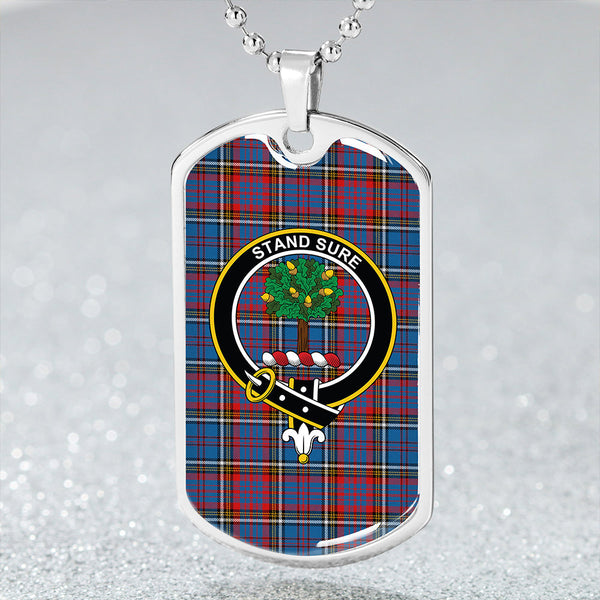 Anderson Red Weathered Clan Badge Classic Tartan Dog Tag Necklace