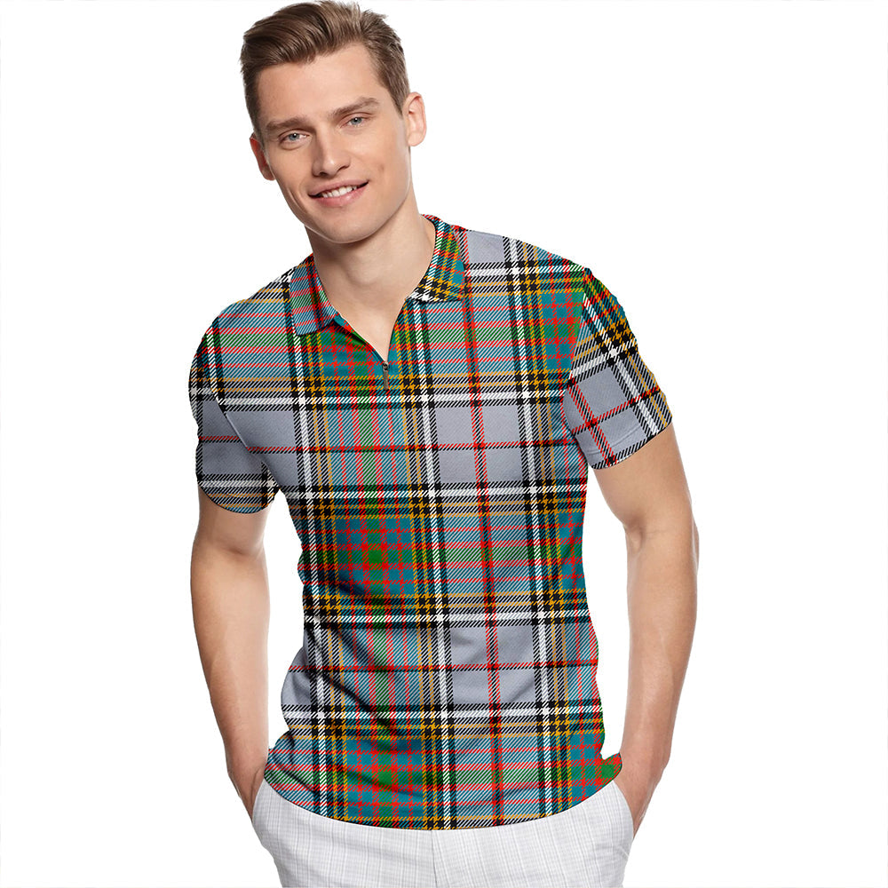 Anderson Ross Ancient Tartan Classic Lapel Zip Short Sleeve Polo