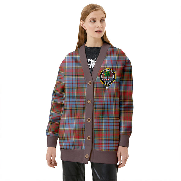 Anderson Weathered Clan Badge Tartan V-neck Cardigan