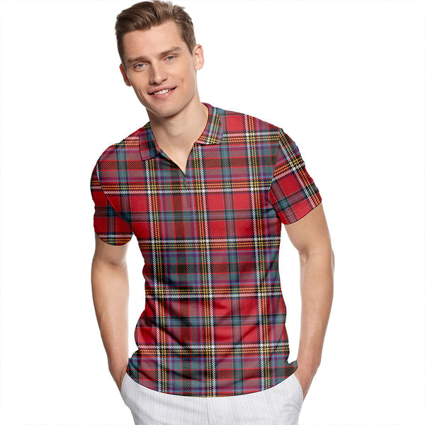 Anderson of Ardbrake Weathered Tartan Classic Lapel Zip Short Sleeve Polo