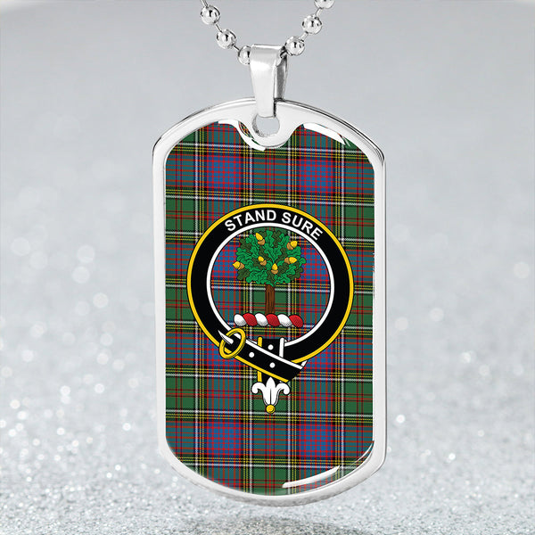 Anderson of Kinneddar Hunting Weathered Clan Badge Classic Tartan Dog Tag Necklace