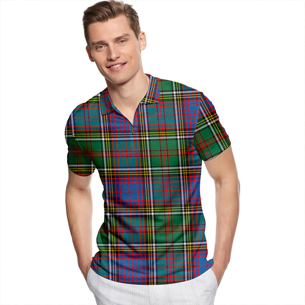 Anderson of Kinneddar Hunting Tartan Classic Lapel Zip Short Sleeve Polo