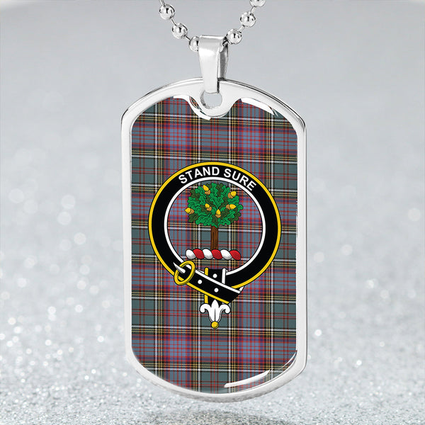 Anderson of Kinneddar Hunting Clan Badge Classic Tartan Dog Tag Necklace