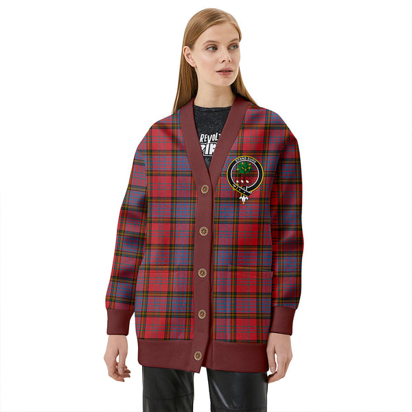 Anderson of Kinneddar Red Ancient Clan Badge Tartan V-neck Cardigan