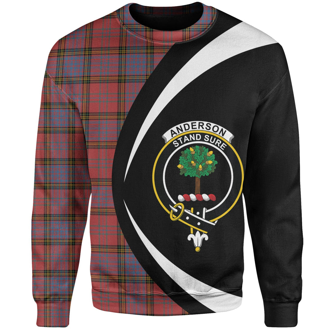 Anderson of Kinneddar Red Ancient Clan Badge Tartan Sweatshirt Circle Style Personalized