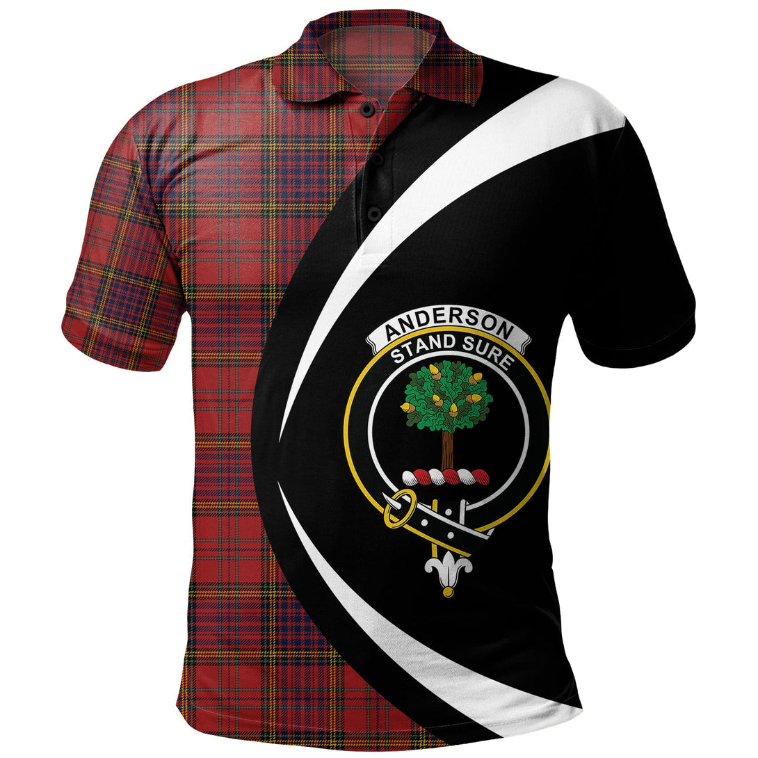 Anderson of Kinneddar Red Modern Clan Badge Tartan Polo Shirt Circle Style Personalized