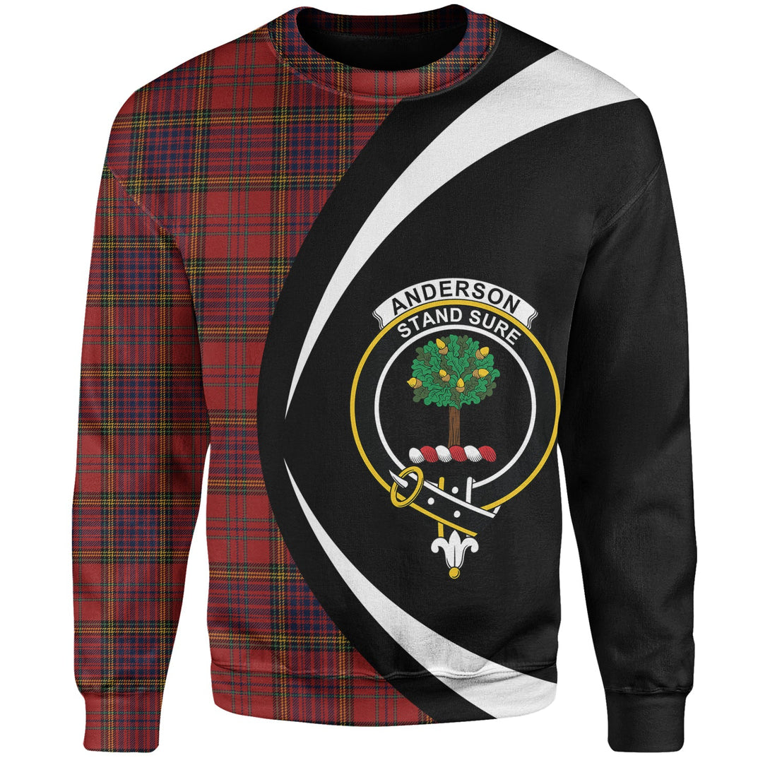 Anderson of Kinneddar Red Modern Clan Badge Tartan Sweatshirt Circle Style Personalized