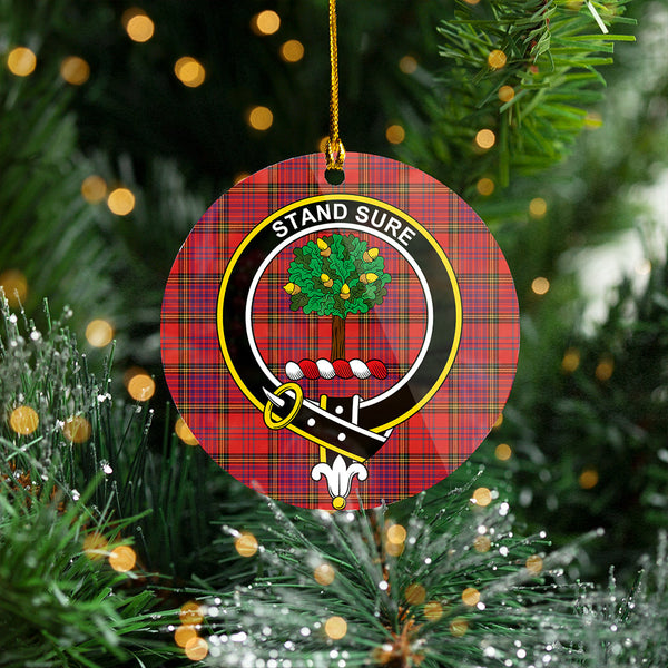 Anderson of Kinneddar Red Weathered Clan Badge Tartan Plastic Christmas Ornaments