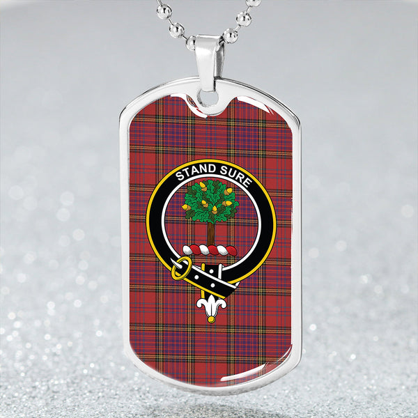 Anderson of Kinneddar Red Weathered Clan Badge Classic Tartan Dog Tag Necklace