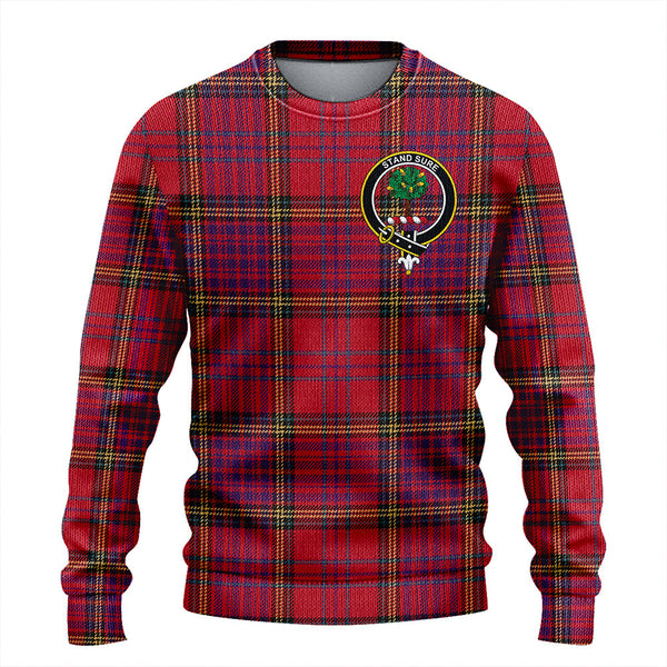 Anderson of Kinneddar Red Weathered Clan Badge Tartan Knitted Sweater