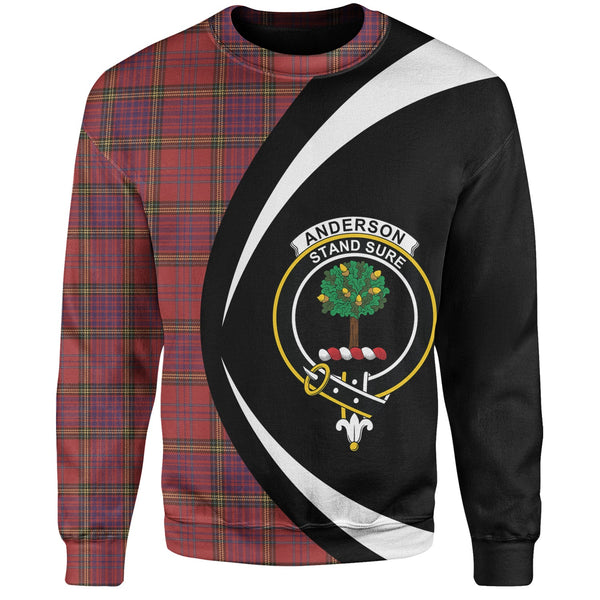 Anderson of Kinneddar Red Weathered Clan Badge Tartan Sweatshirt Circle Style Personalized