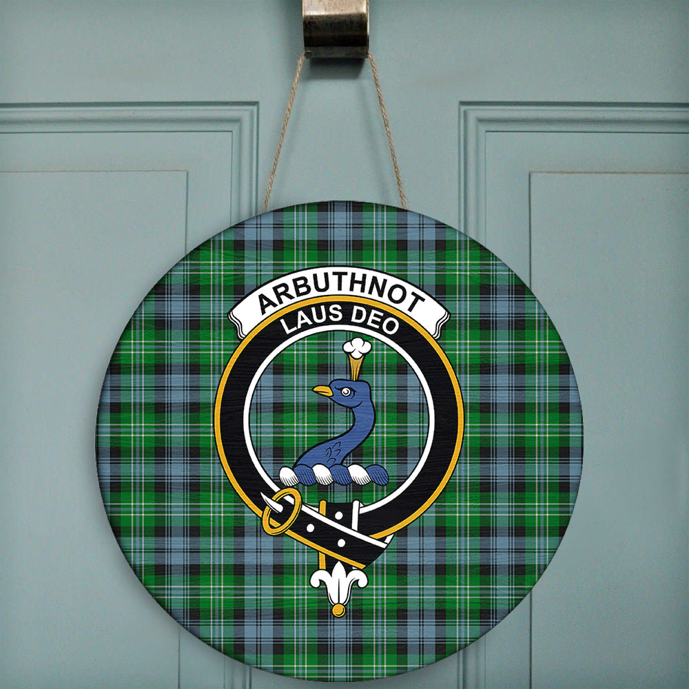 Arbuthnot Ancient Tartan Classic Crest Round Wooden Sign