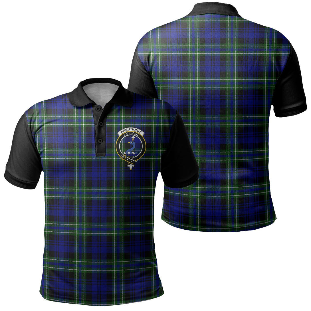 Arbuthnot Modern Tartan Crest Polo Shirt Black Neck 1 Style